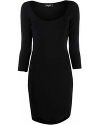 DSquared² - Minimalist Fitted Mini Dress With Curved Hemline - Lyst