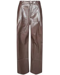 ANDAMANE - Sasha Pleated Faux-Leather Trousers - Lyst