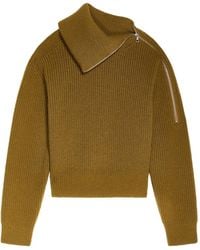 Dries Van Noten - Zipped High-Neck Wool Sweater - Lyst