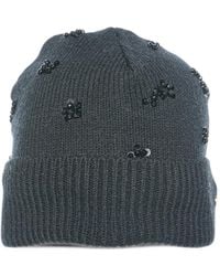 ARMANI EXCHANGE - Sequin-Embellished Ribbed-Knit Beanie Hat - Lyst