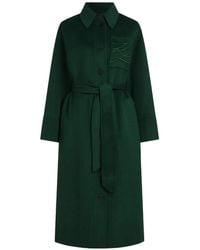 KARL LAGERFELD - Manteau En Laine Mélangée À Taille Ceinturée - Lyst