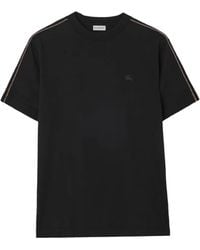 Burberry - Check Piping Cotton T-Shirt - Lyst