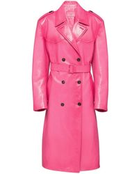 Prada - Leather Double-breasted Trench Coat - Lyst