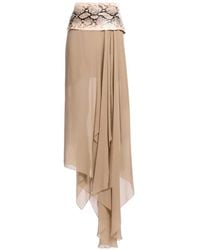 Elie Saab - Gedrapeerde Maxi-Rok Met Pythonprint - Lyst