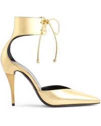 Gucci - Ankle-cuff Metallic Leather Pumps - Lyst