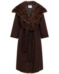 MSGM - Shearling-Trim Belted Coat - Lyst