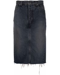 Balenciaga - Frayed-hem Pencil Skirt - Lyst