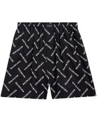 Balenciaga - Black Shorts With Logo Pattern - Lyst