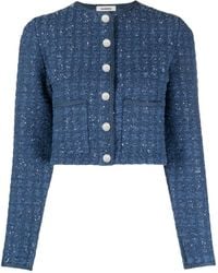 Sandro - Sequin-embellished Cropped Tweed Jacket - Lyst
