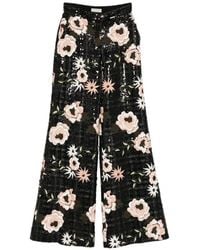 Elie Saab - Floral-Embroidered Flared Trousers - Lyst