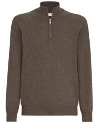 Brunello Cucinelli - Cashmere Sweater With Half Zip - Lyst