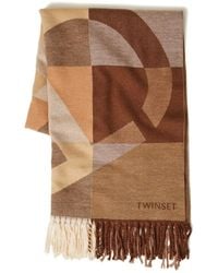 Twinset - Geometric-Pattern Fringed Scarf - Lyst