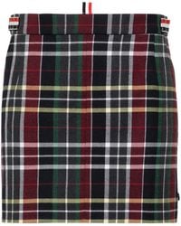 Thom Browne - Geruite Wollen Mini-Rok - Lyst