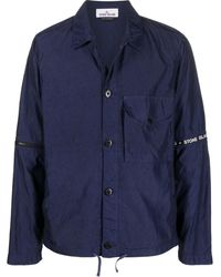 Stone Island - Detachable-sleeves Logo-print Shirt Jacket - Lyst