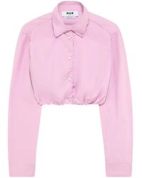 MSGM - Camicia Crop Con Arricciatura - Lyst