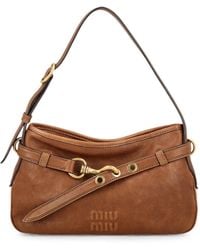Miu Miu - Buckle-Detail Logo-Embossed Shoulder Bag - Lyst
