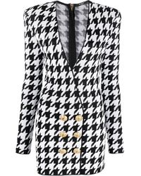 Balmain - Jurk Met Pied-De-Poule Print - Lyst
