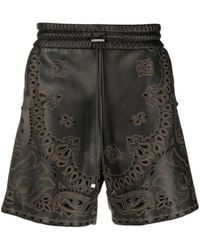 Amiri - Shorts Aus Leder Mit Bandana-Print - Lyst