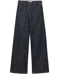 MSGM - Vaqueros anchos con aplique de strass - Lyst