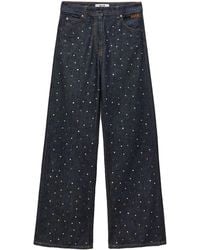 MSGM - Wide-Leg-Jeans Mit Strass - Lyst