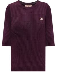 Twinset - Ribbed Logo-plaque Jumper - Lyst
