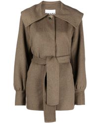 Ganni - Belted Recycled Wool-blend Jacket - Lyst