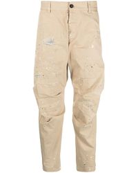 DSquared² - Distressed-Effect Cotton Cropped Trousers - Lyst