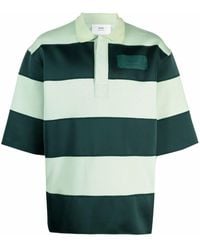 Ami Paris - Striped Logo-patch Polo Shirt - Lyst
