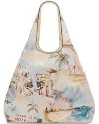 Oscar de la Renta - The Topaz Landscape-Print Pebbled-Leather Tote Bag - Lyst