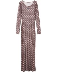 Marine Serre - Moon-Print Mesh Maxi Dress - Lyst