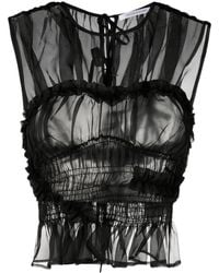Cecilie Bahnsen - Top Smanicato Con Ruches - Lyst