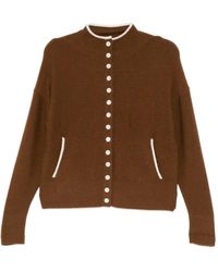 CUDDLEUP - Contrast-Trim Front-Button Cardigan - Lyst