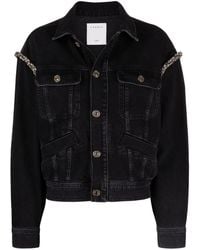 Sandro - Oversized Denim Jacket With Rhinestones - Lyst
