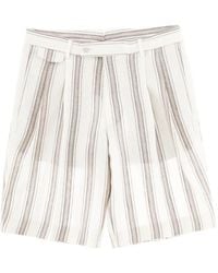 BOSS - Stripe-Pattern Pleated Shorts - Lyst