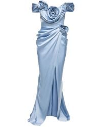 Ana Radu - Rose-Embellished Satin Maxi Dress - Lyst