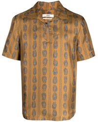 Bally - Feather-pattern Short-sleeved Silk Shirt - Lyst