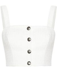 Alessandra Rich - チェックツイード クロップドトップ - Lyst
