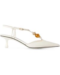 Jimmy Choo - Lauri 50 Latte Mix Nappa Leather Slingback Pumps With Beads - Lyst