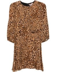 Twinset - Leopard-Print Puff-Sleeve Mini Dress - Lyst