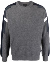 Emporio Armani - Striped Ribbed Crewneck Sweater - Lyst