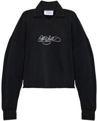Off-White c/o Virgil Abloh - Logo-Embroidered V-Neck Sweatshirt - Lyst