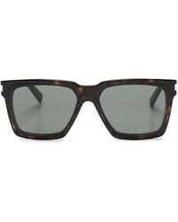 Saint Laurent - Occhiali Da Sole Squadrati Con Effetto Tartarugato - Lyst