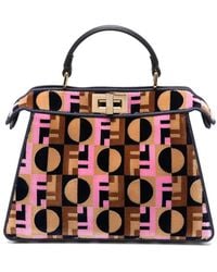 Fendi - Peekaboo Iseeu Small Tapestry-Effect Fabric Bag - Lyst