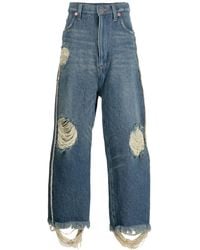 Doublet - Jeans dritti a vita bassa con effetto vissuto - Lyst