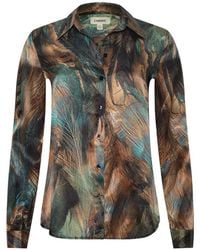 L'Agence - Tyler Silk Long Sleeve Printed Blouse - Lyst