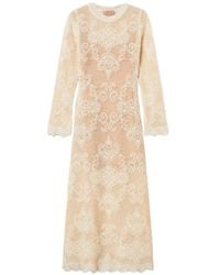 Twinset - Lace-Knit Long-Sleeve Midi Dress - Lyst