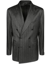 Tagliatore - Double-Breasted Herringbone-Pattern Blazer - Lyst