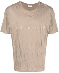 Saint Laurent - Logo-print Cotton T-shirt - Lyst