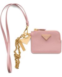 Prada - Logo-Plaque Leather Card Holder - Lyst