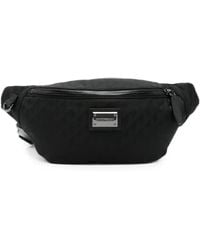 Emporio Armani - Monogram-Pattern Logo-Plaque Belt Bag - Lyst